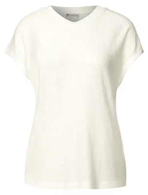 Produktbild von Street One Rundhalsshirt 'Shirt mit Streifenstruktur', A323151, off white, Gr. 42