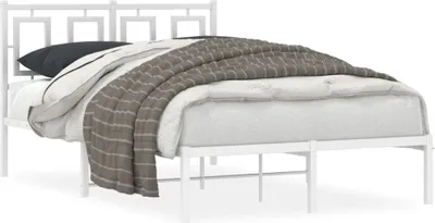 Produktbild von vidaXL Bettgestell mit Kopfteil Metall Weiß 120x190 cm