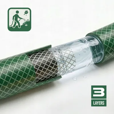 Zdjęcie produktu dla Wąż Ogrodowy Zestaw Pistolet Złączki Green Line 1/2" Gumowy 3 Warstwy 30M
