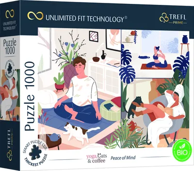 Image de TREFL Puzzle UFT Yoga, Cats & Coffee : Tranquillité d'esprit 1000 pièces