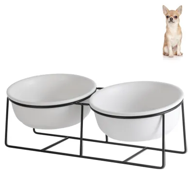 Image de Solidchoice - Gamelle surélevée avec bols en céramique pour chats et petits chiens