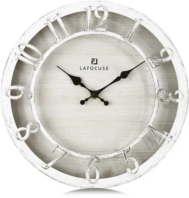 Immagine prodotto di Orologio da parete bianco silenzioso, 30 cm, cifre 3D, stile country, decorazione shabby chic