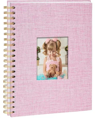 Productafbeelding van Fotoalbum, spiraalalbum, doe-het-zelf scrapboek, linnen, 28 x 20,5 cm, 40 pagina's, roze