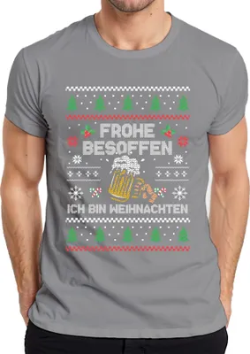 Produktbild von Frohe Besoffen Lustiger Weihnachtsspruch - Weihnachten Weihnachtsgeschenk Christmas Herren T-Shirt, Grau, XXL