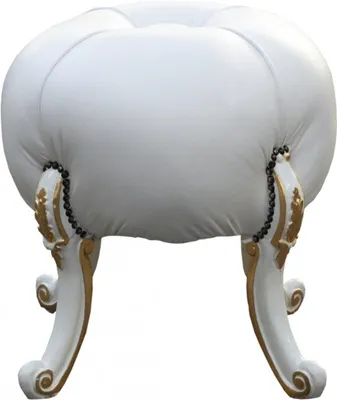 Produktbild von Casa Padrino Barock Sitzhocker Mod2 - Rundhocker- Weiß / Gold - Barock Möbel