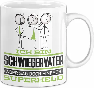 Produktbild von Schwiegervater Geschenk Tasse Ich Bin Schwiegervater Aber Sag Doch Einfach Superheld Lustige Geschenkdiee für Schwiegervater Kaffee-Becher (Weiß)