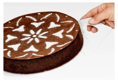 Produktbild von Kuchenheber aus Kunststoff 37 cm, Dekorschablone mit Aufhängeöse, Tortenretter, Tortenheber mit flachem Rand, Kuchen-Dekor, Weiß