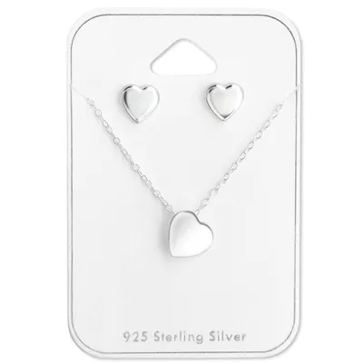 Produktbild von Set 925 Sterling Silber Herz Ohrringe Ohrstecker und Kette