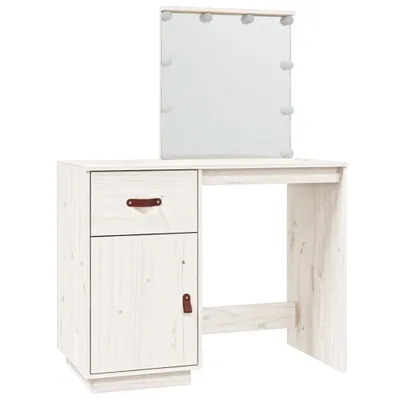 Image de vidaXL Coiffeuse avec LED Blanc 95x50x133,5 cm Pin massif