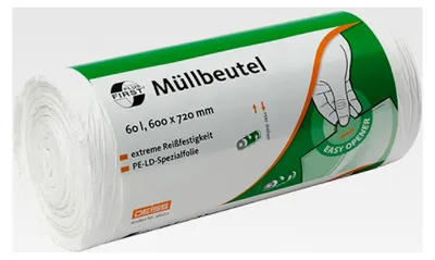 Produktbild von Müllbeutel DEISS PLUS weiß 60 L, 50 Stück