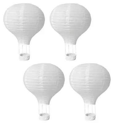 4er-Pack Papierlaternen, weiß, 20 cm, für Partys