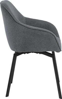 Immagine prodotto di Sedia da pranzo Clara con braccioli in tessuto grigio.