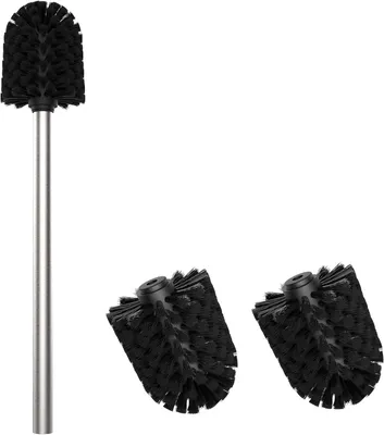 Obrázok produktu pre Toaletná kefka 3 náhradné hlavice, priemer 7,5 cm, strieborná, pre kúpeľňu