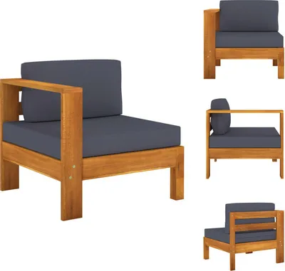 Produktbild von vidaXL Mittelsofa mit 1 Armlehne Dunkelgrau Massivholz Akazie -  Gartensofaelemente