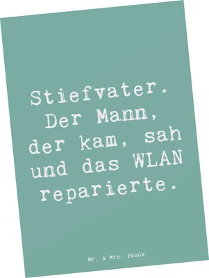 Produktbild von Mr. & Mrs. Panda Postkarte Spruch Stiefvater Held - Meeresbrise - Geschenk, Postkarten, Technik, Fotokarte, Familie, Ansichtskarte, Stiefkinder, Dankeschön, Verwandte
