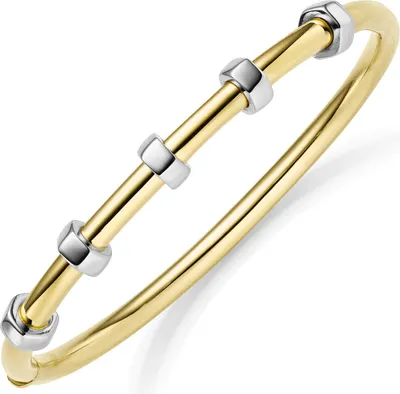 Produktbild von Armreif Armband 60x50mm aus 585 Gold gelb/weiß Breite 4mm