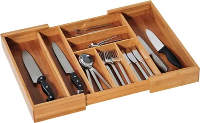 Produktbild von KESPER variabilní dřevěný podnos na příbory, výsuvný 35-58 cm z bambusu 5808513