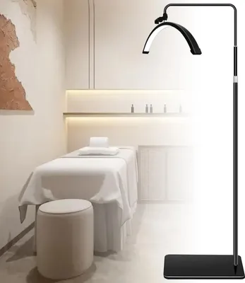 Obrázok produktu pre Kozmetická stojaca lampa – pracovné osvetlenie do salónu – 40 W – dvojfarebná 3200–5600 K – stmievateľná 0–100 % – 1800 lm – 238 LED – zástrčka EÚ – čierna
