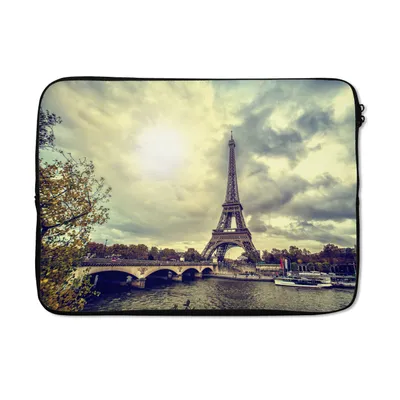 Produktbild von MuchoWow® Laptop Hülle 14 ZollWasserblick auf den Eiffelturm und Paris Laptoptasche - Laptoptasche - Stoßsicher - Schutzhaube