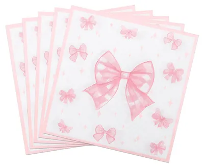 20 rosa Papierservietten mit Schleife, 33 x 33 cm
