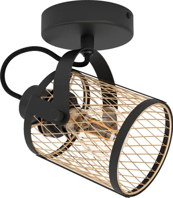 Image de Plafond/Luminaire industriel Dellow 1 lumière acier noir