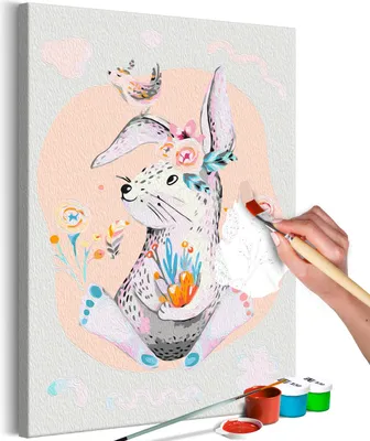 Produktbild von Vlies Malen nach Zahlen - Colourful Rabbit 40x60 cm Für Kinder n-A-1495-d-a