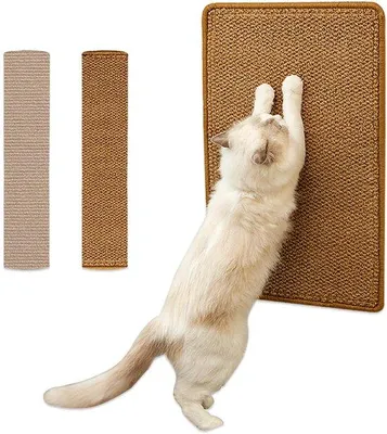 Immagine prodotto di Tappetino per gatti in due pezzi, autoadesivo, 100 x 30 cm, 60 x 30 cm, tiragraffi da parete per gatti, tappetino per gatti per proteggere tappeti e divani, marrone