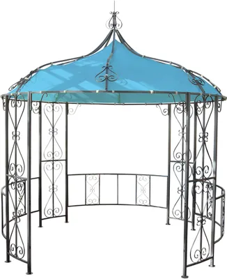Produktbild von Pergola Almeria, Rundpavillon Garten Pavillon, stabiles Stahl-Gestell Ø 3m  türkis