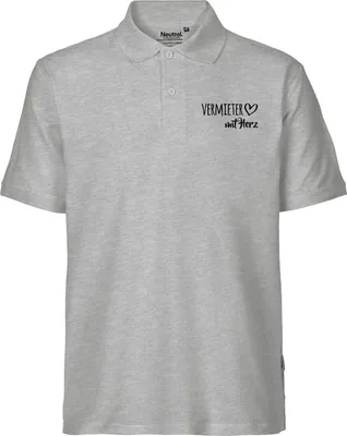 Produktbild von Huuraa Herren Polo Shirt Vermieter mit Herz XXL Sport Grey Bio Baumwolle Fairtrade Poloshirt Geschenkidee