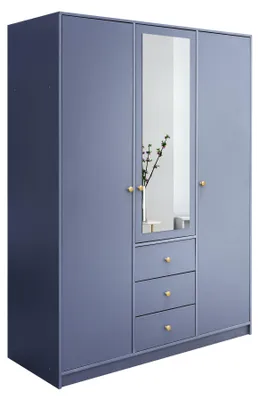 Produktbild von Masseno Drehtürenschrank GALIO 149/200/57,5 cm 3-türig mit Spiegel Blau