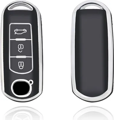 Produktbild von Dutch Shield - TPU Autoschlüssel Hülle für das Mazda Schlüssel -  Schutzhülle Schlüsselhülle Cover A3  Schwarz, Chrom