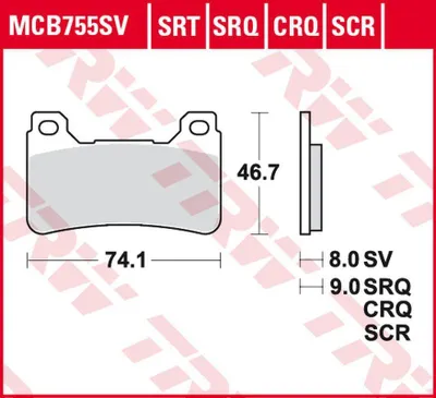 Obrázok produktu pre Súprava brzdových doštičiek TRW MCB755SCR CBR1000RR Fireblade SC59 HEL Brzdové strmene