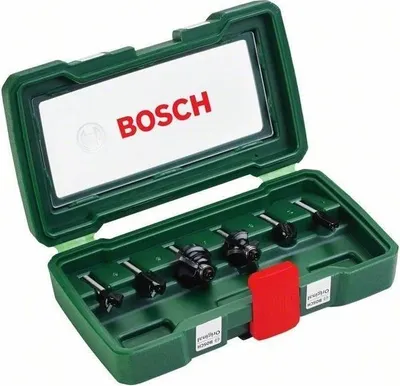 Produktbild von BOSCH Hartmetallfräser Set, 6-teilig, 6 mm Schaft, Nutfräser, Profilfräser, Abrundfräser, Schwalbenschwanzfräser
