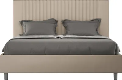Produktbild von ITYHOME - Gepolstertes Bett ohne Lattenrost 140x200 mit Kunstlederbezug Taubengrau Goya