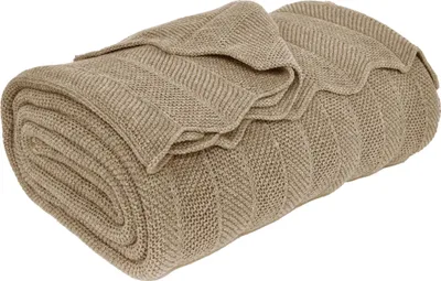 Produktbild von nielsen HOME Wohndecke Milo fein gestrickt, 150x200 cm, Sand (beige), 100% Baumwolle, Fischgrat-Optik