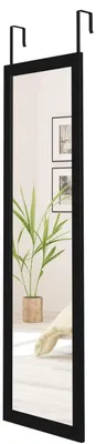 Obrázek produktu pro Zrcadlo na zeď, rozměry 33x119 cm, nerozbitné, vhodné do předsíně, šatny nebo chodby, s háčky, barva černá
