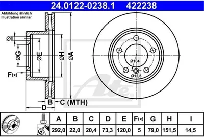 Produktbild von ATE Bremsscheiben (2 Stück) 24.0122-0238.1