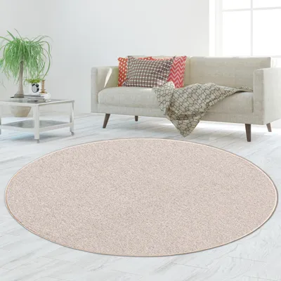 Immagine prodotto di Tappeto con motivo unicolor beige, forma circolare, diametro 133 cm