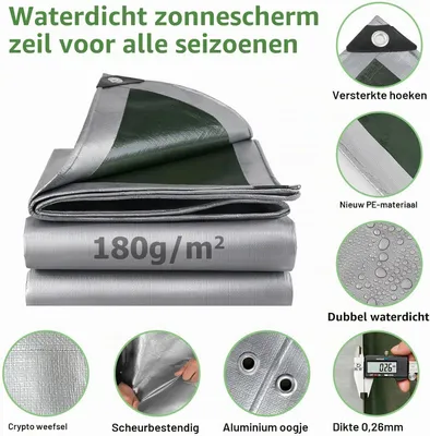 Immagine prodotto di Telo protettivo impermeabile, resistente, 180 g/m², dimensioni 2 x 4 metri, per uso esterno