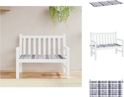 Produktbild von vidaXL Gartenbank-Auflage Grau Karomuster 100x50x3 cm Oxford-Gewebe -  Sitzpolster