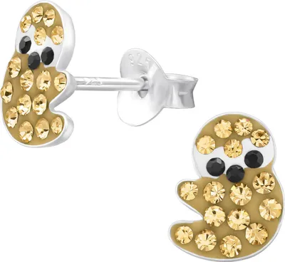 Produktbild von Kinder Ohrringe Ohrstecker 925 Sterling Silber Faultier mit Kristallen in verschiedenen Farben Farbe - Braun