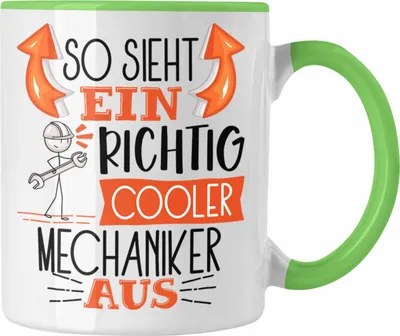 Produktbild von Trendation - Mechaniker Tasse Geschenk So Sieht Ein RIchtig Cooler Mechaniker Aus Geschenkidee Lustiger Spruch Geburtstag Becher Kaffeetasse (Grün)
