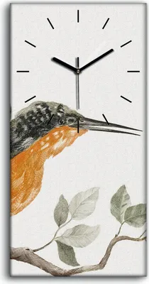 Produktbild von Wandkunst Leinwand Bild Uhr Geräuschlos 30x60 Zeichnung Tier Vogel Zweig Kunst - schwarze Hände