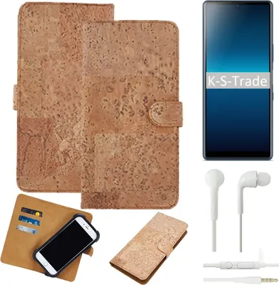 Produktbild von K-S-Trade Hülle kompatibel mit Sony Xperia L4 + in ear Kopfhörer Kork Handyhülle Cover  Schutzhülle TPU Case Bumper in Hellbraun, (1x)