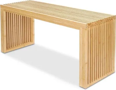 Produktbild von Famanu Holzbank - Komfortable Bamboe Halbank - 90 x 33 x 43 cm