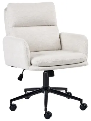 Produktbild von BELIANI Bürostuhl Cremeweiß Stoff Höhenverstellbar Drehbar Bremsbare Rollen mit Armlehnen Wippfunktion Modern Drehstuhl Büro Arbeitszimmer Homeoffice
