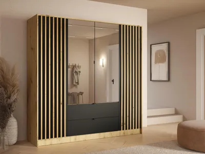Zdjęcie produktu dla Katania 20 - Szafa (4D2Sz) Pd3016 Dąb Artisan Pu1001 Czarny Onyx 20 B