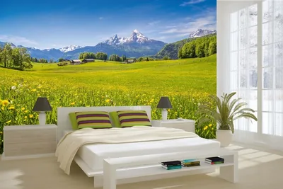 Produktbild von Vlies Fototapete IDYLLISCHER ALPENBLICK 375 x 250 cm (inkl. Kleister) - Vlies Tapete, Wandtapete, Wandbilder - Tapete für Wohnzimmer Schlafzimmer, Büro, Küche - Montagefertig