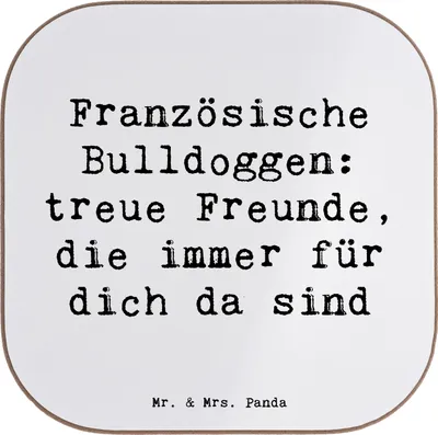 Produktbild von Mr. & Mrs. Panda Untersetzer Glas Spruch Französische Bulldogge Freund - Weiß - Geschenk, Tasse, gläseruntersetzer, Charakter, ewige Freundschaft, Getränkeuntersetzer