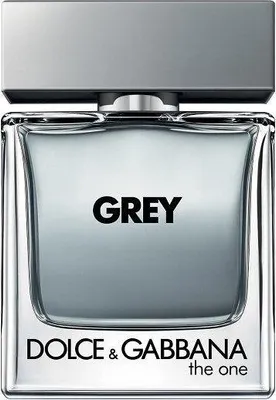 A product shot of a bottle of Dolce & Gabbana The One Grey Eau de Toilette Intense.